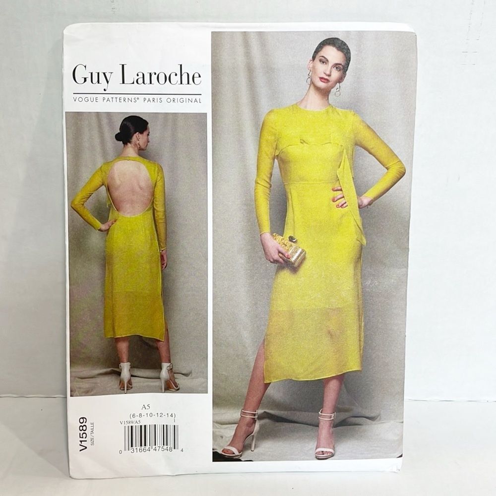 Vogue‎ Sewing Pattern V1589 Guy Laroche Women Dress NEW Sz A5 UNCUT FF